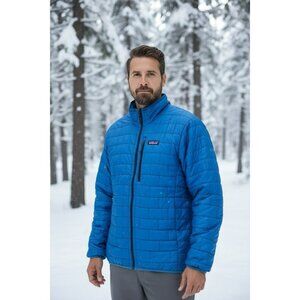 Patagonia Jacket Mens Medium Blue Nano Puff Quilted Insulated Lightweight
